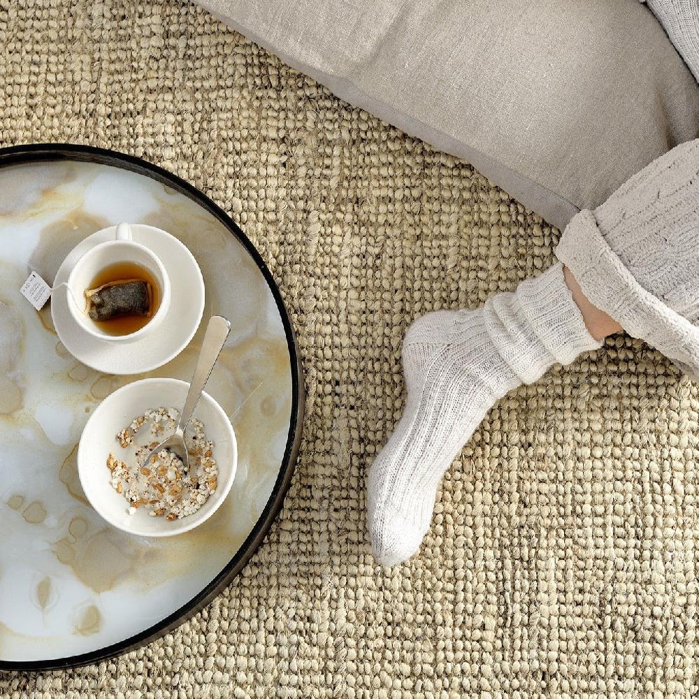 Be Home Round Glass Organic Tray Mist Gold