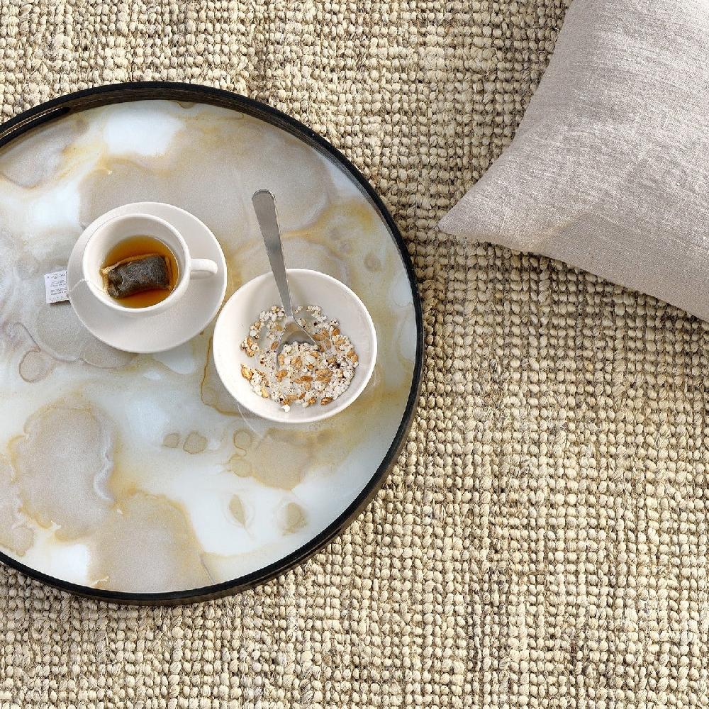 be home Round Glass Organic Tray Mist Gold