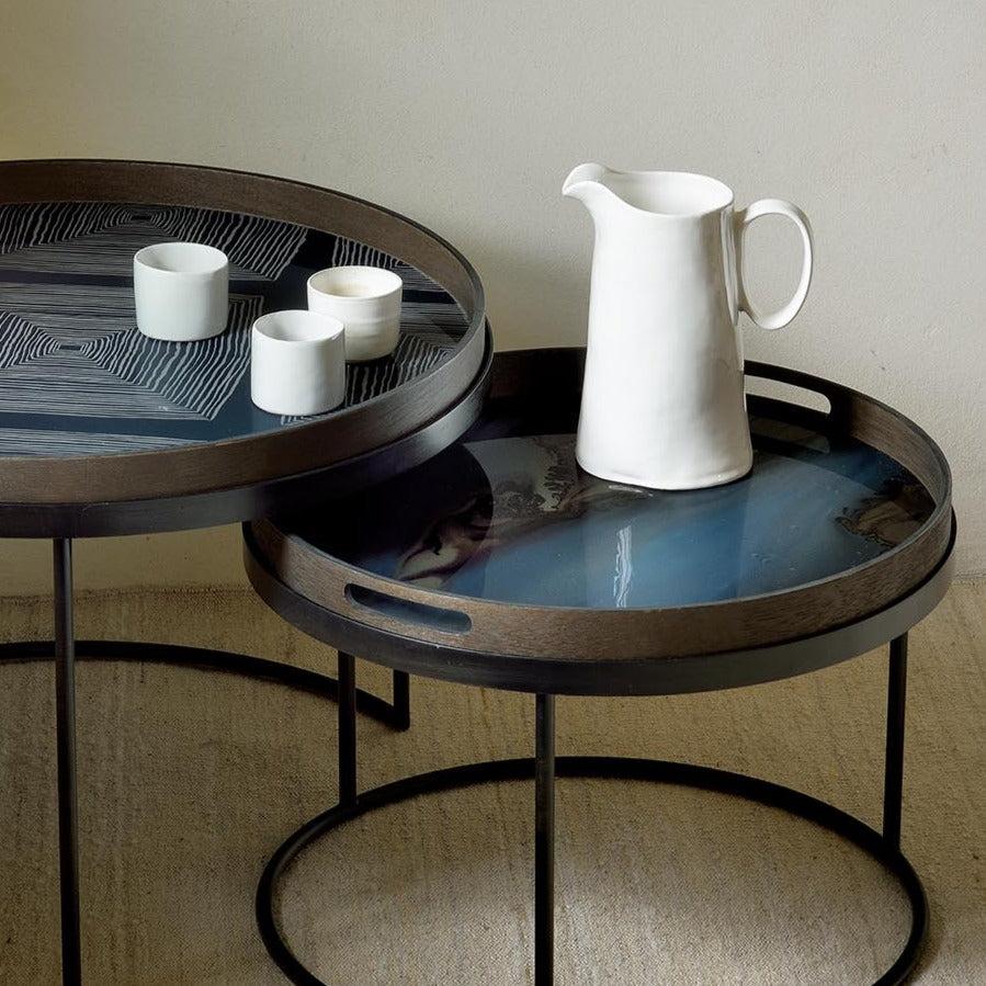 Be Home Round Glass Organic Tray Slate