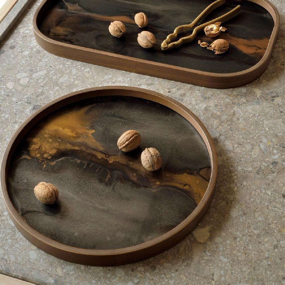 be home Round Glass Organic Valet Tray Bronze