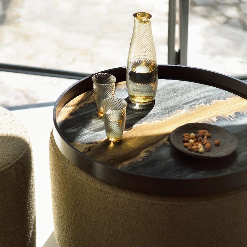 Be Home Round Large Glass Organic Tray Bronze