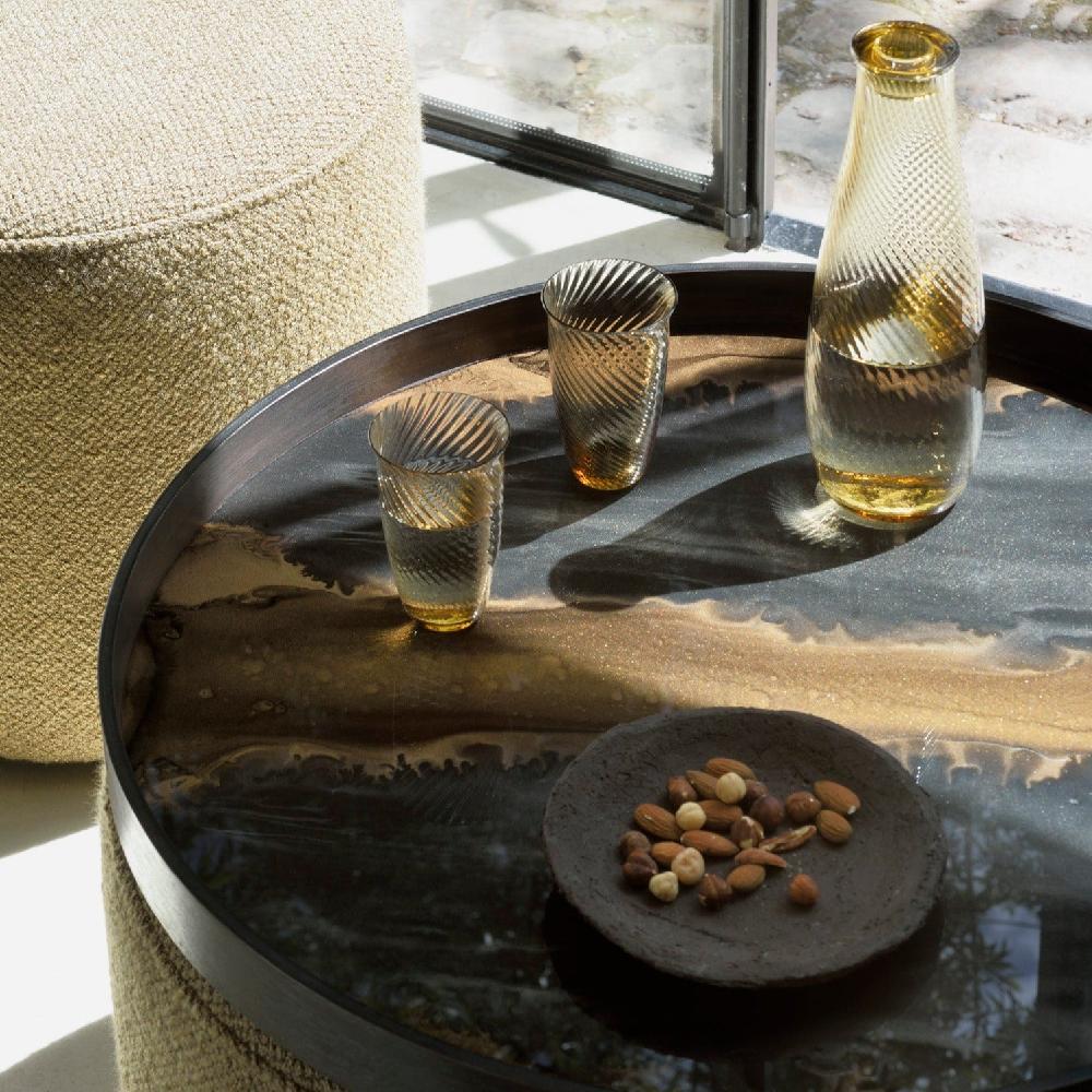 be home Round Large Glass Organic Tray Bronze