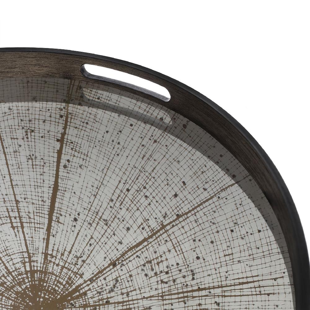 Be Home Round Light Aged Slice Mirror Tray Small