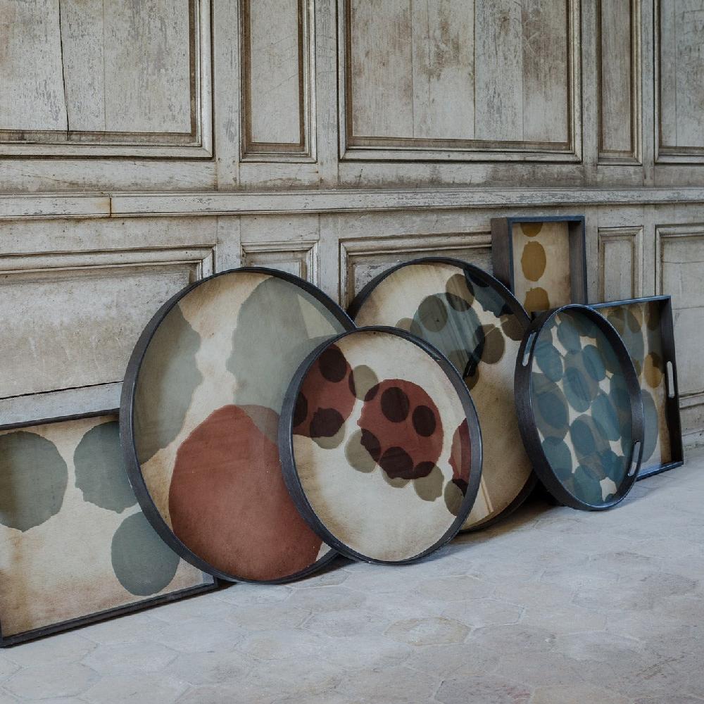 be home Round Pinot Layered Dots Glass Tray Small