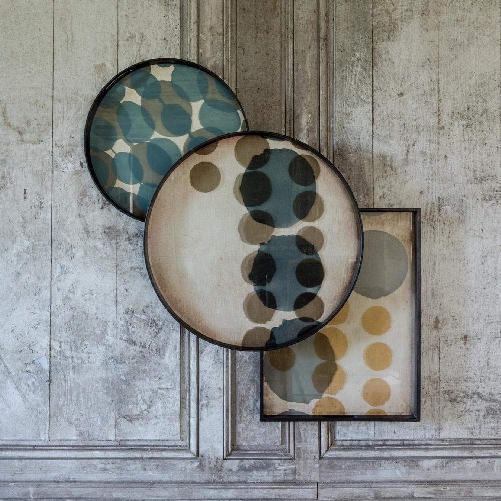 be home Round Slate Layered Dots Glass Tray Large