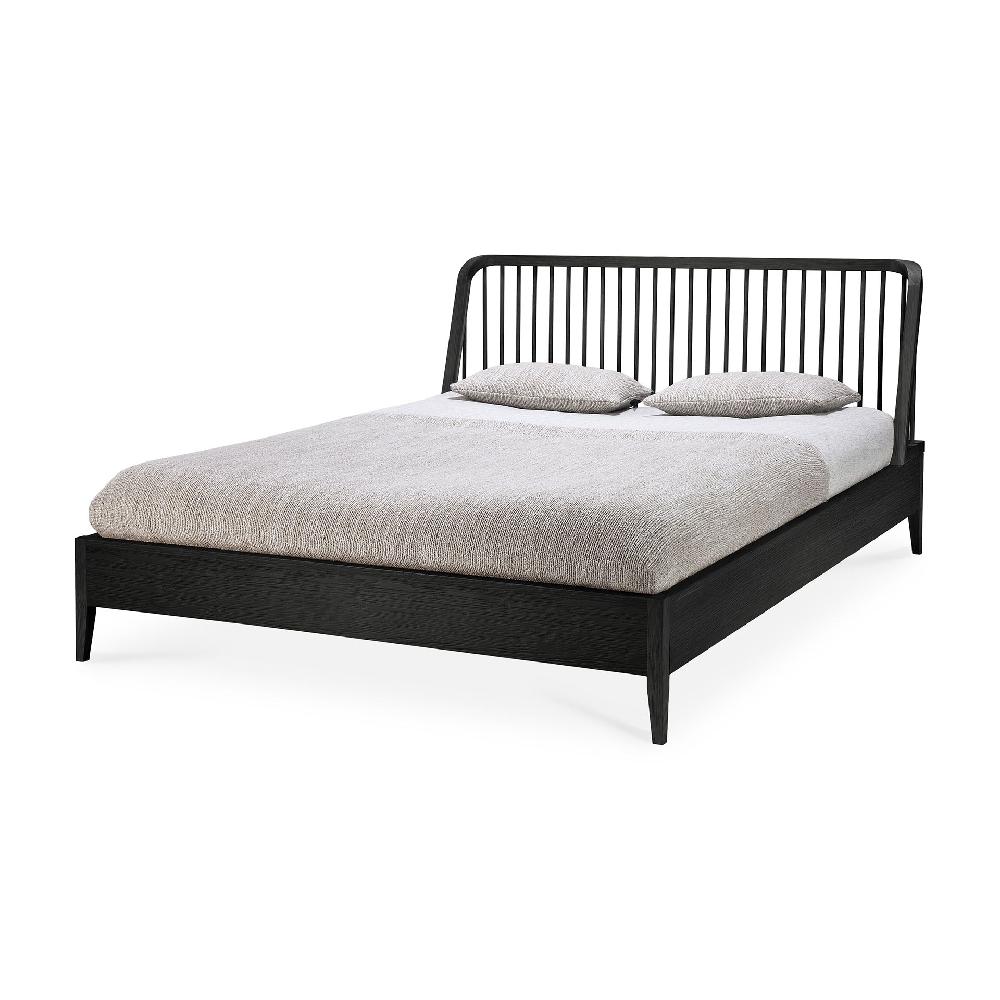 Be Home Spindle Solid Black Oak Bed Queen