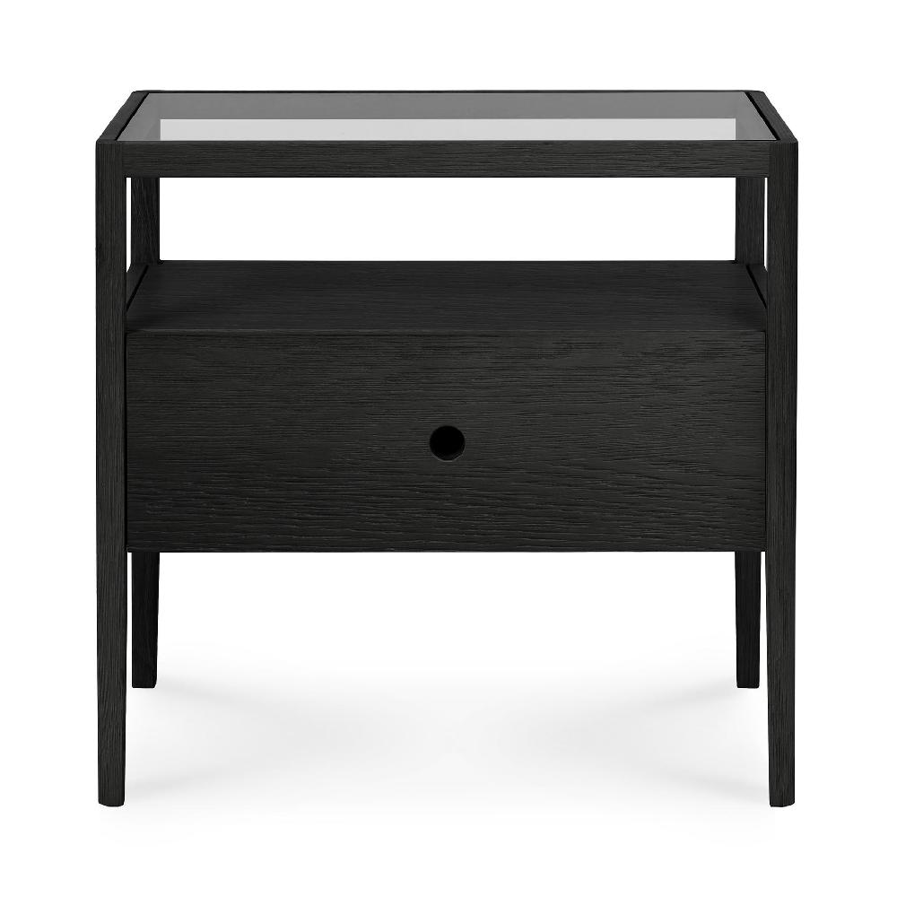 Be Home Spindle Solid Black Oak Bedside Table