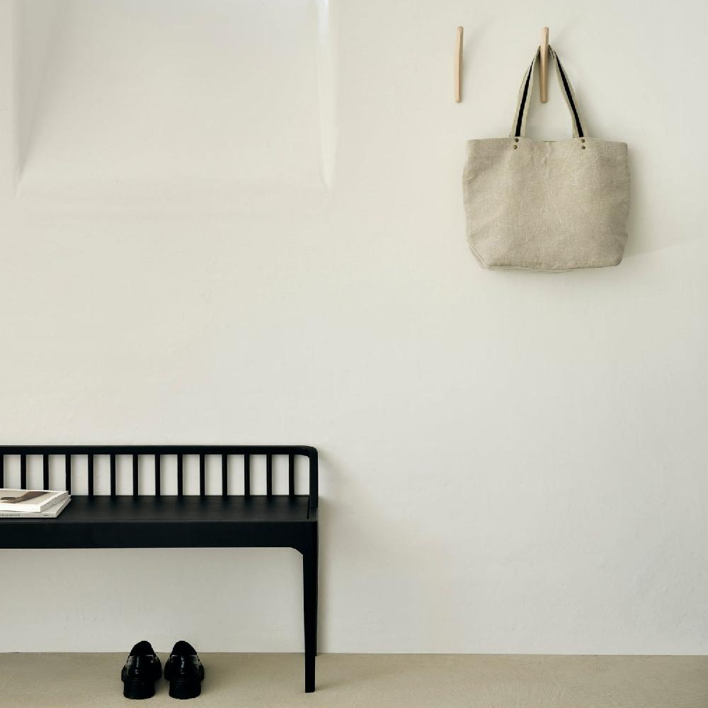 be home Spindle Solid Black Oak Bench