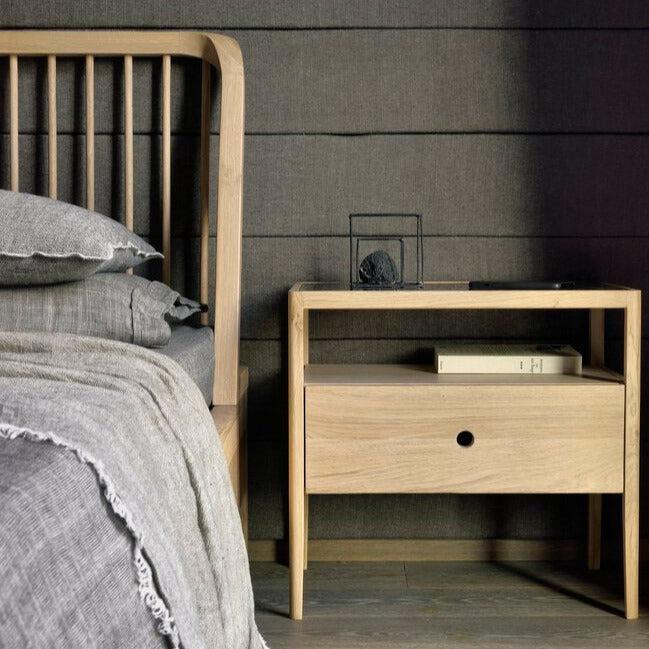 be home Spindle Solid Oak Bed Queen