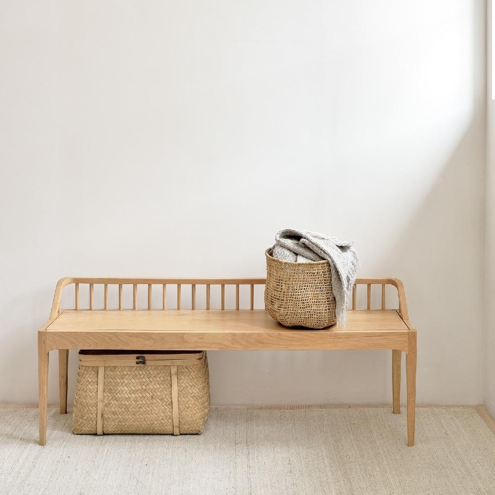 be home Spindle Solid Oak Bench