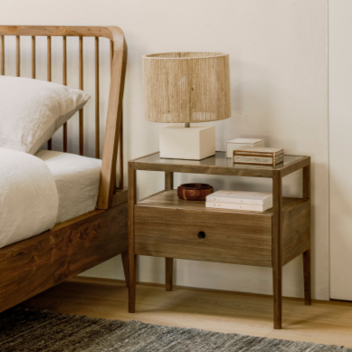 be home Spindle Solid Reclaimed Teak Bedside Table