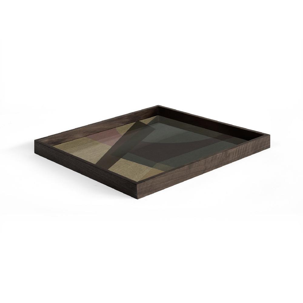 Be Home Square Glass Angle Tray Slate Large