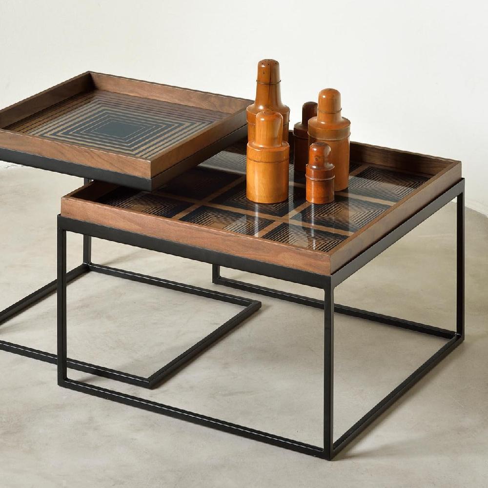 Be Home Square Ink Squares Glass Tray Large