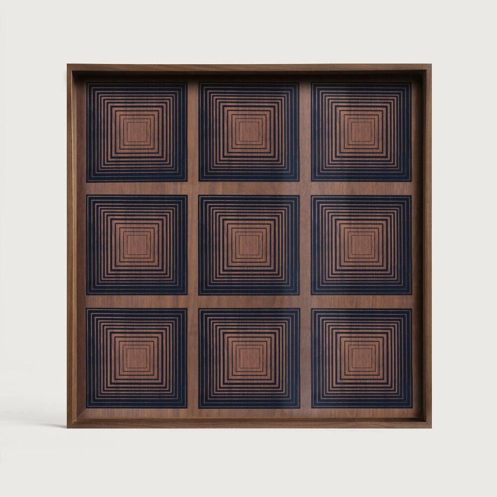 Be Home Square Ink Squares Glass Tray Large