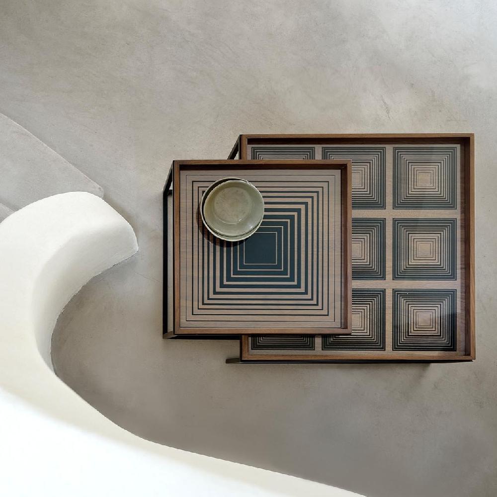 be home Square Ink Squares Glass Tray Large