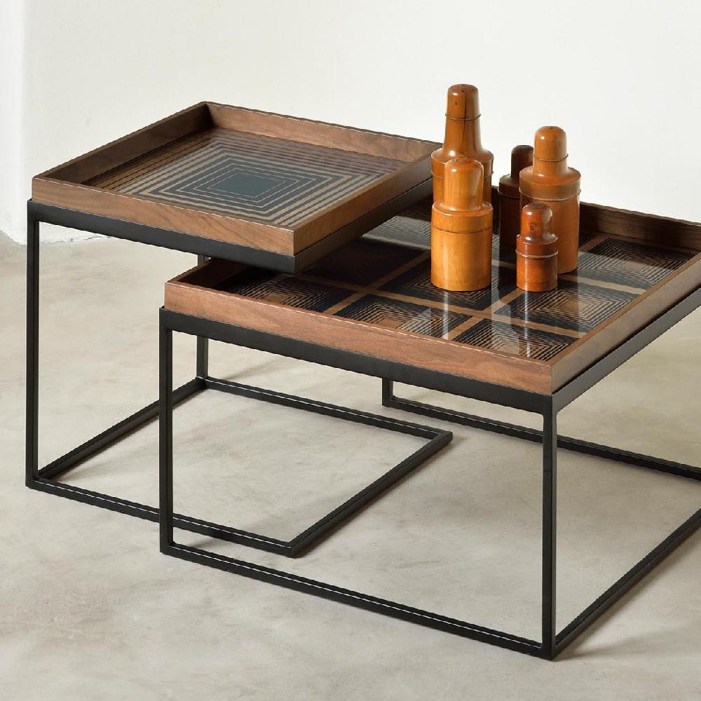 Be Home Square Ink Squares Glass Tray Small