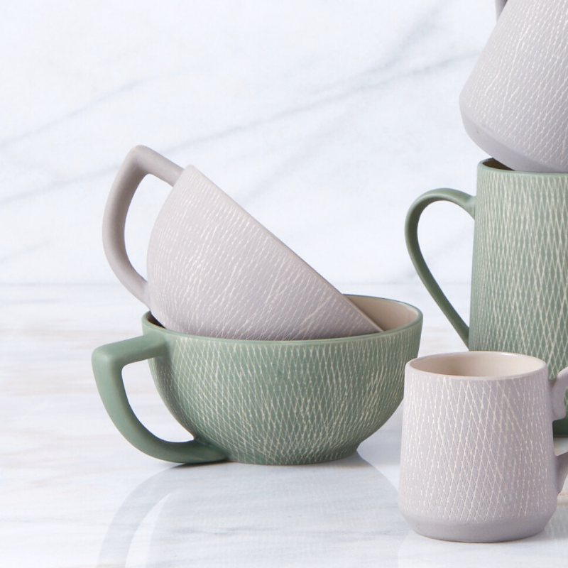 Be Home Sterling Crosshatch Latte Mugs Set Of 4