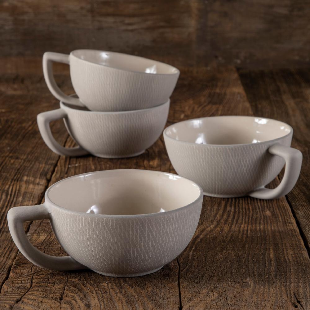 be home Sterling Crosshatch Latte Mugs Set of 4