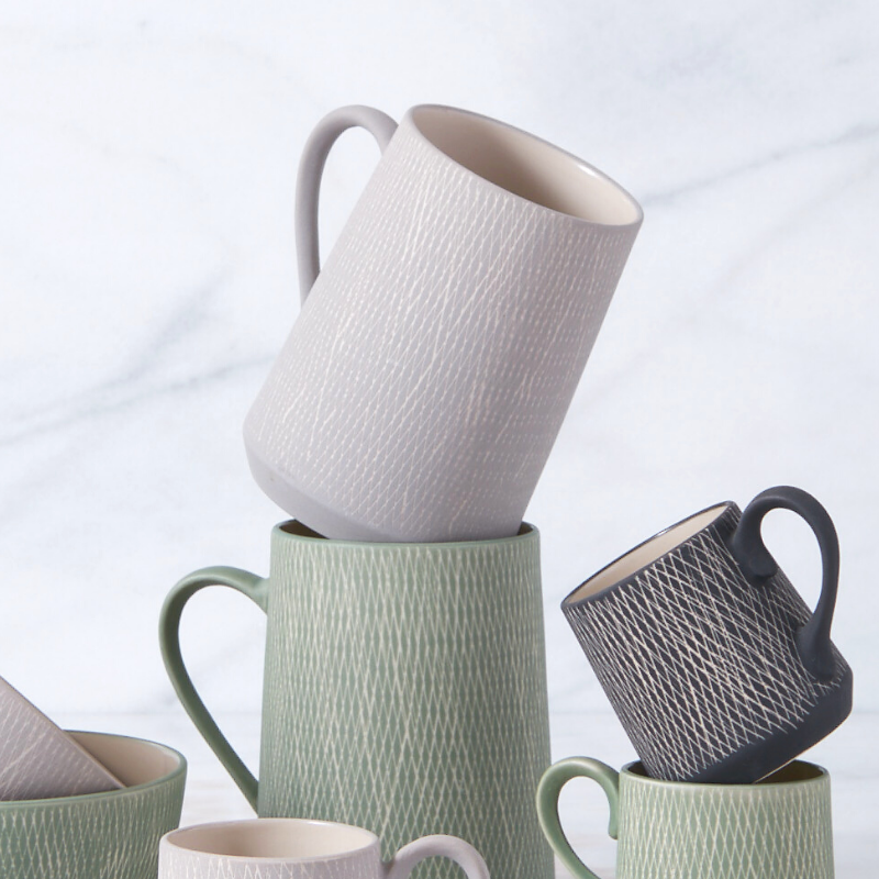 Be Home Sterling Crosshatch Mugs Set Of 4