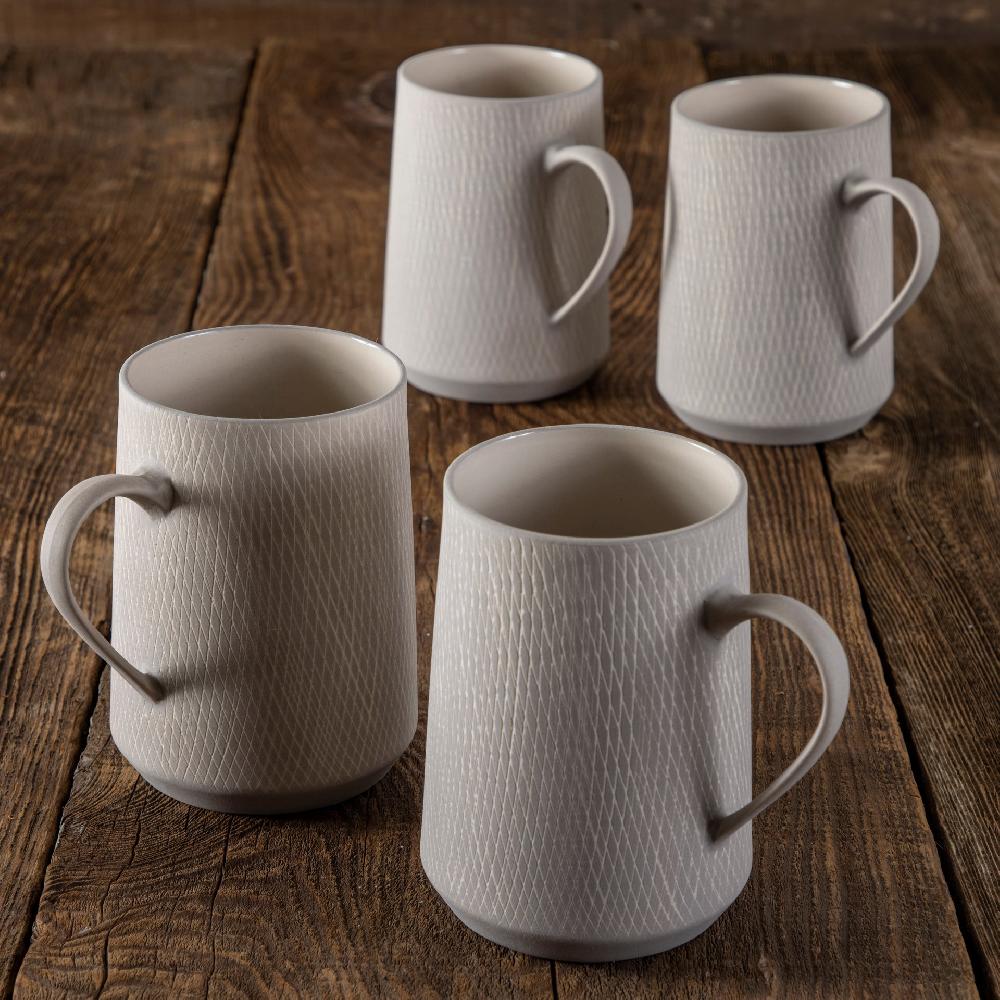 be home Sterling Crosshatch Mugs Set of 4
