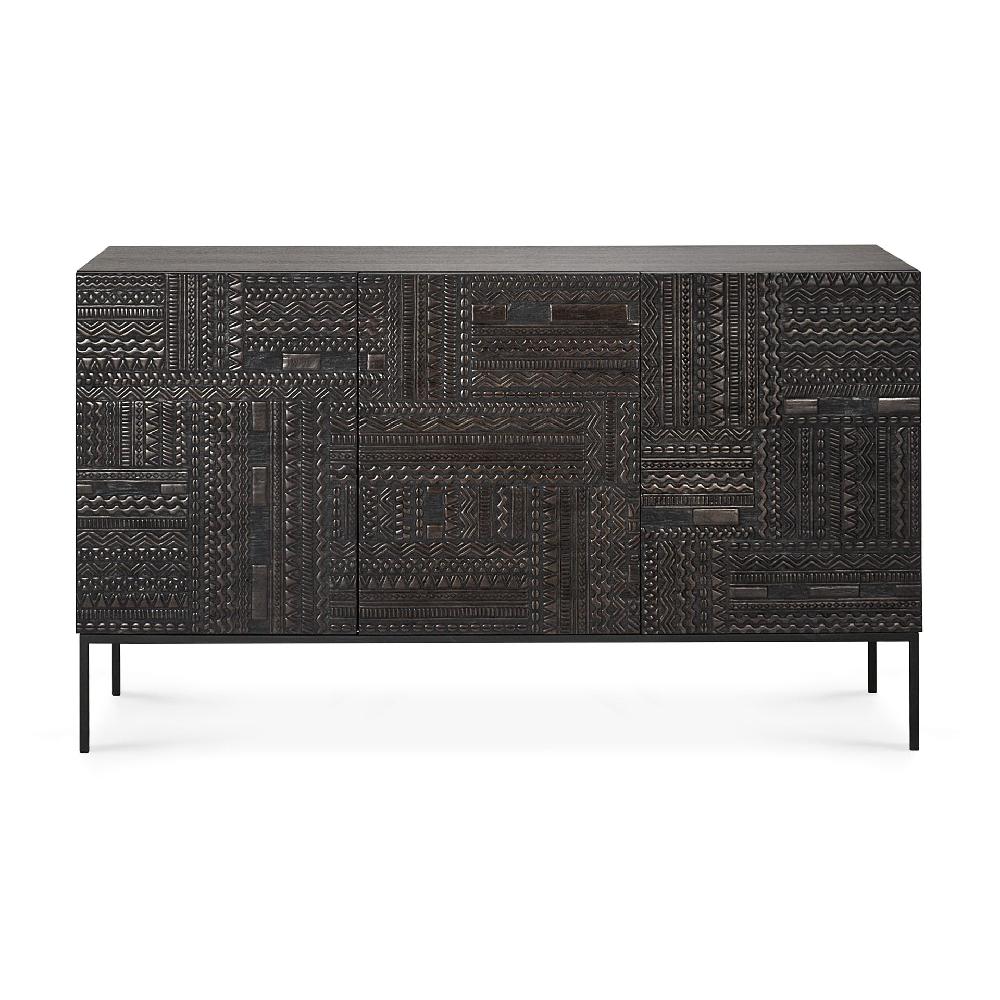 Be Home Tabwa Black Teak Sideboard 3 Doors