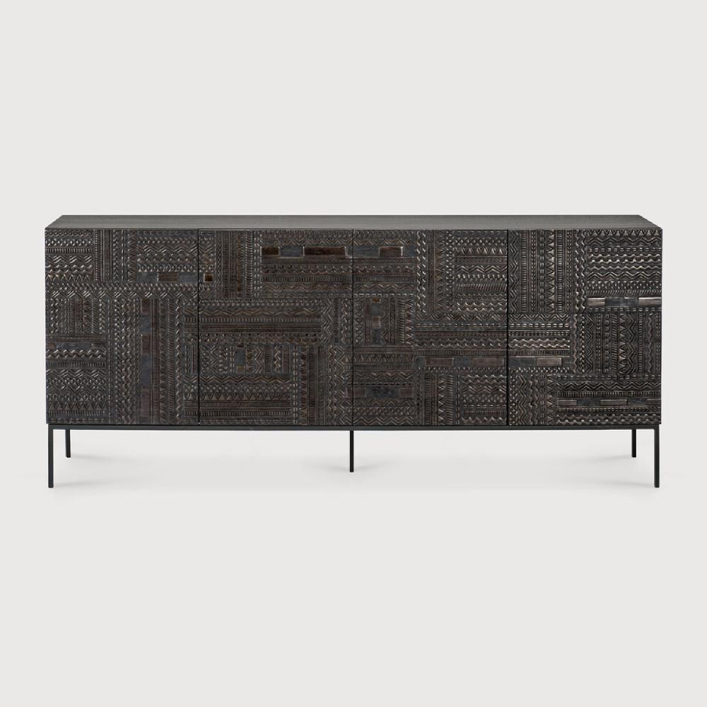 Be Home Tabwa Black Teak Sideboard 4 Doors