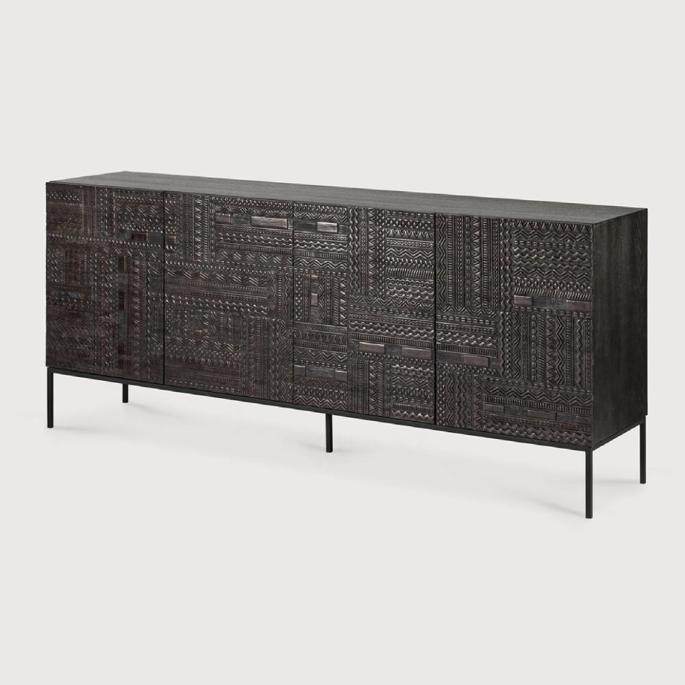 Be Home Tabwa Black Teak Sideboard 4 Doors
