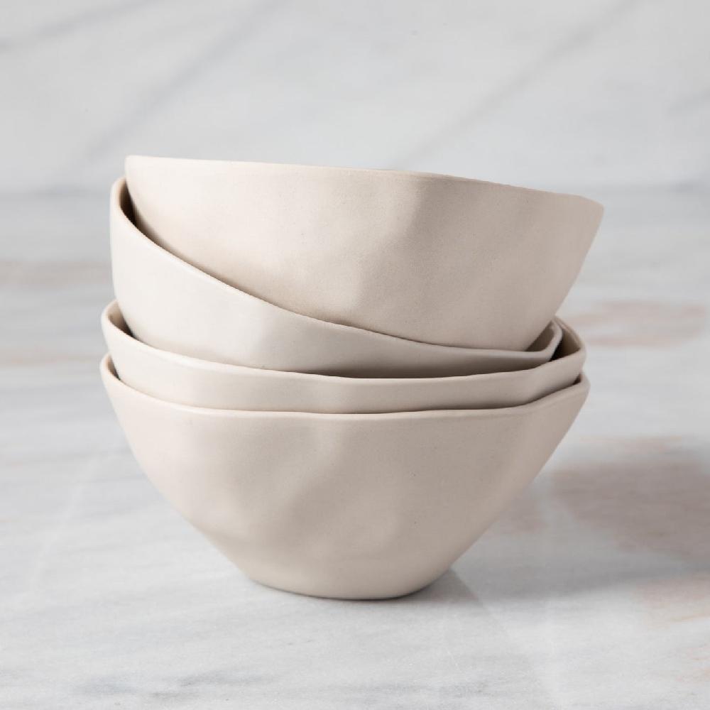 be home Tam Stoneware Dessert Bowl Pearl Set of 4