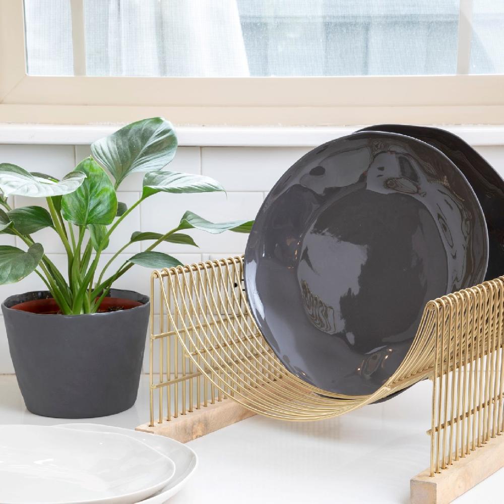 Be Home Tam Stoneware Dinner Plate Slate Set Of 4