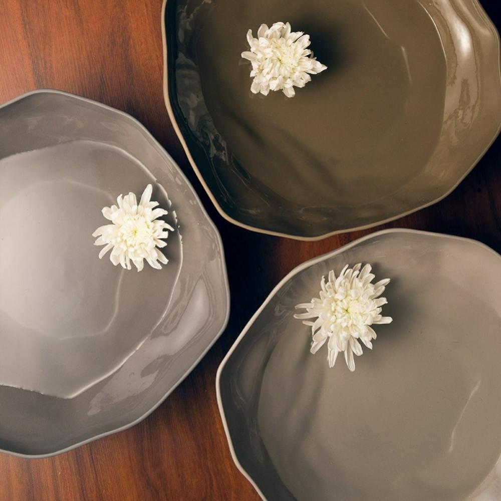 Be Home Tam Stoneware Large Serving Bowl Sterling