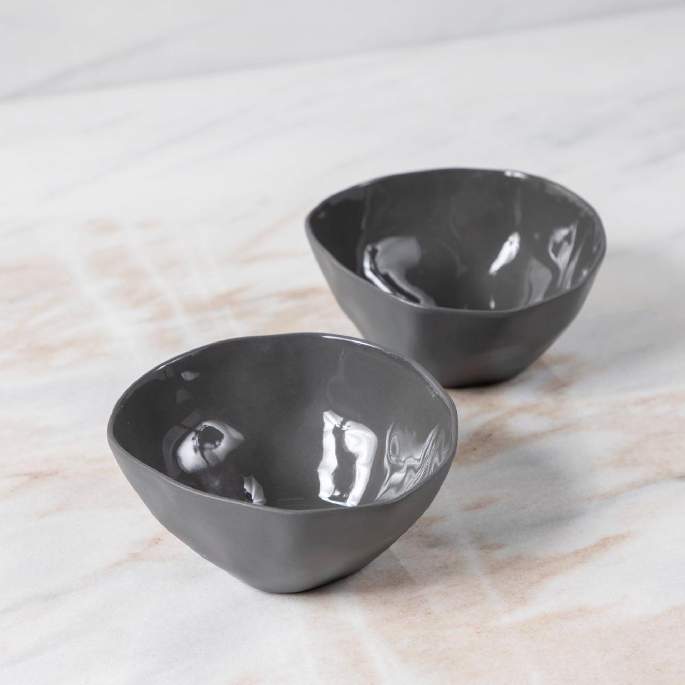 be home Tam Stoneware Pinch Bowl Slate Set of 2