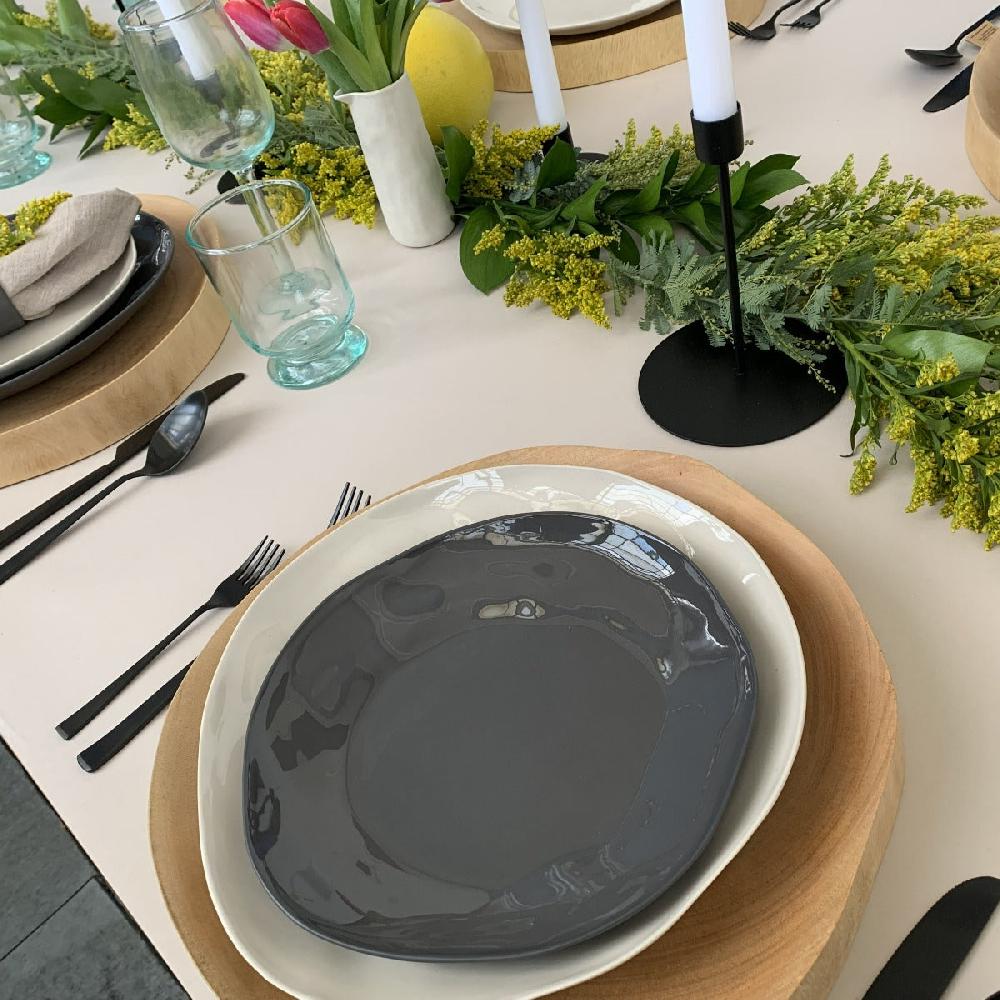 Be Home Tam Stoneware Platter Pearl