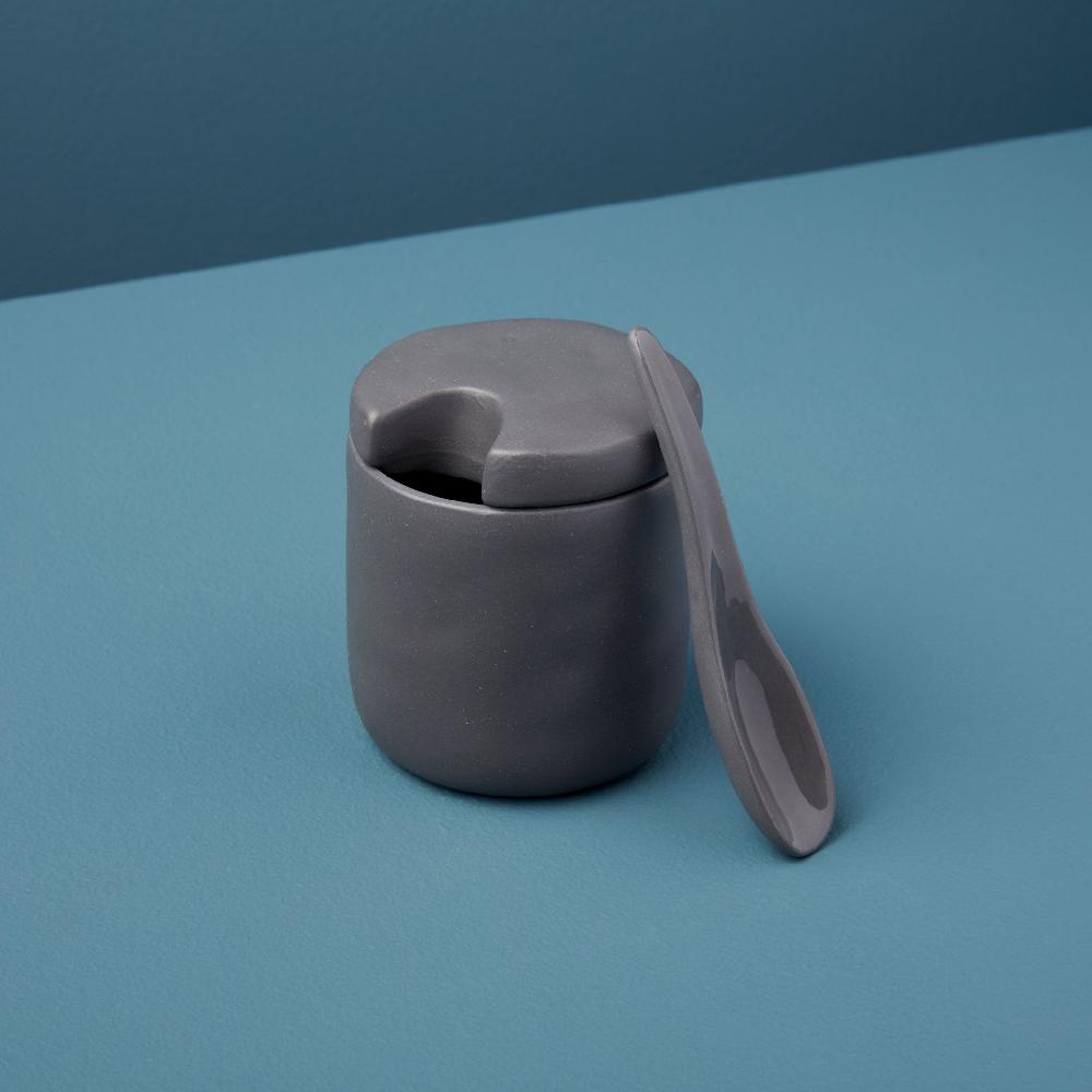 be home Tam Stoneware Sugar Cellar Slate