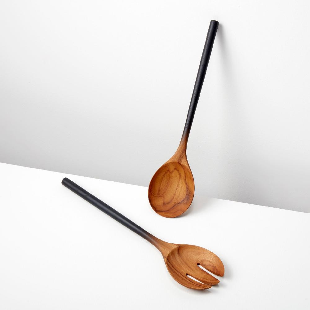 be home Teak Black Ombre Serving Set
