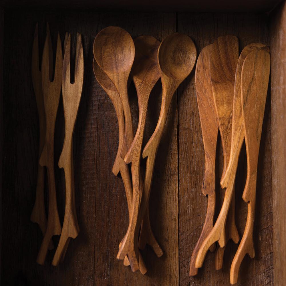 Be Home Teak Cocktail Forks Set Of 4