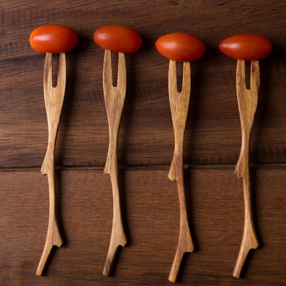 be home Teak Cocktail Forks Set of 4