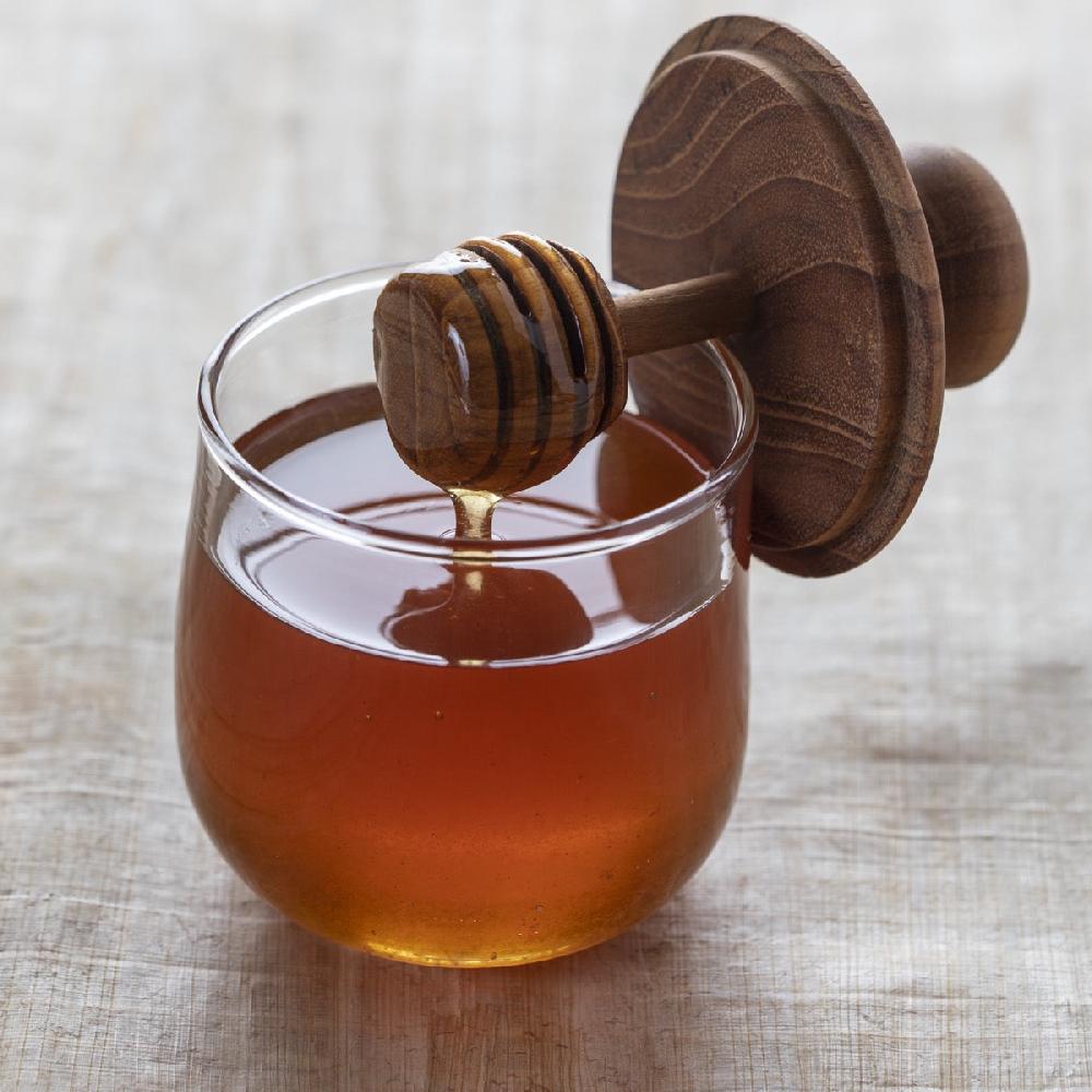 be home Teak & Glass Honey Jar