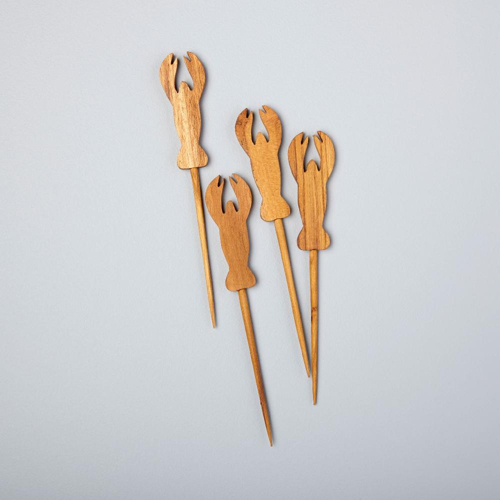 be home Teak Lobster Picks Set of 4