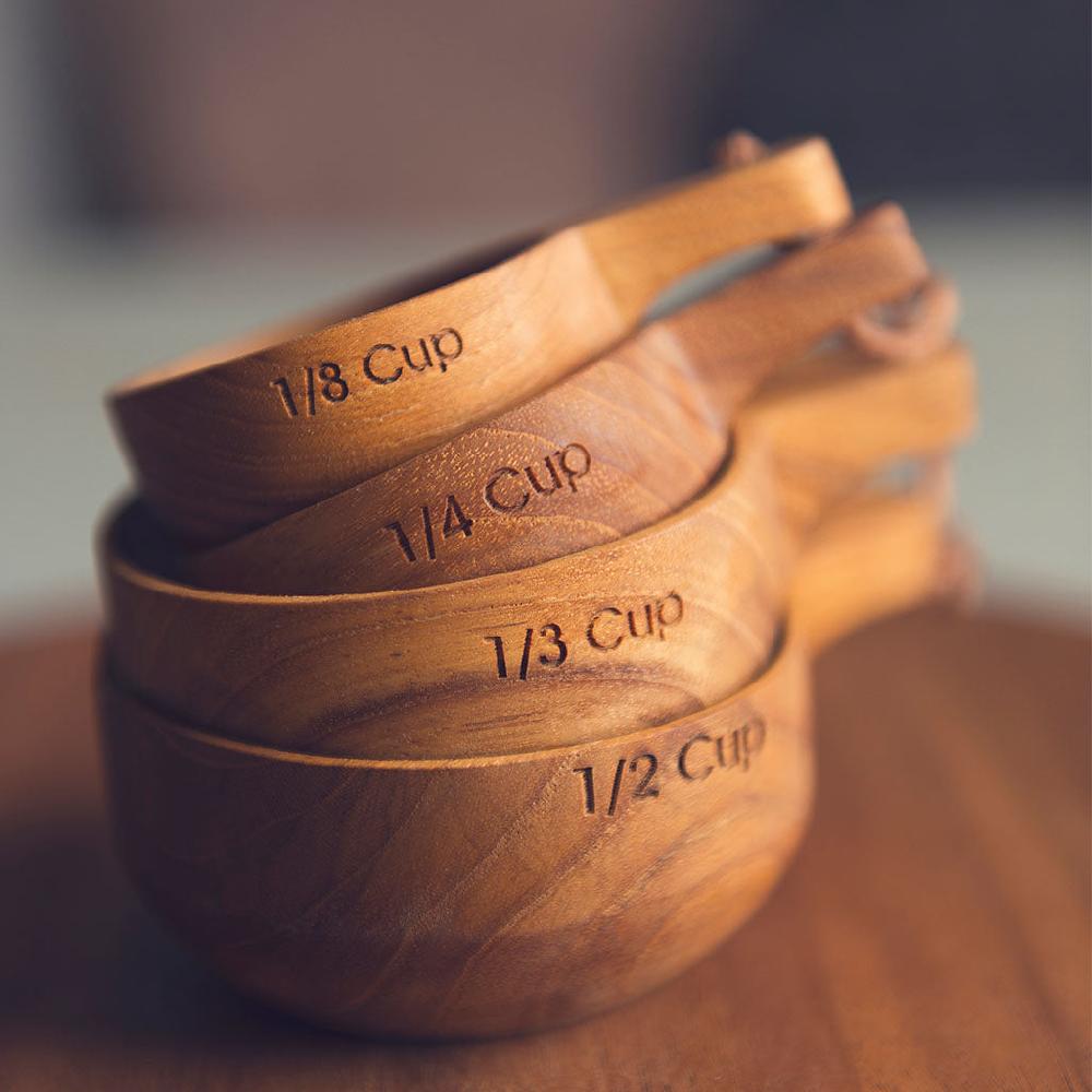Be Home Teak Measuring Cups With Handle Set Of 4
