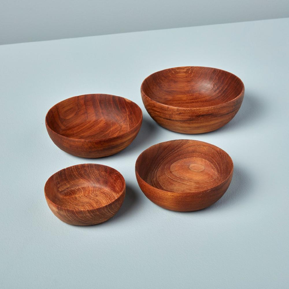 be home Teak Nesting Bowls Set of 4