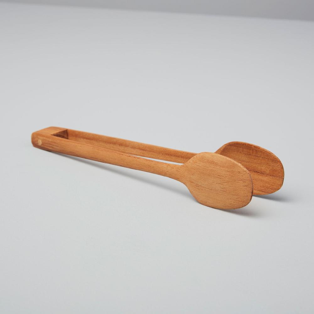 be home Teak Oval Tongs Small