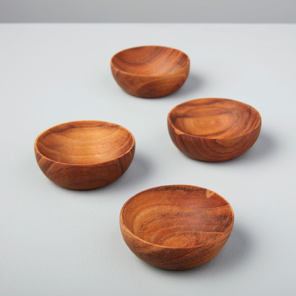 be home Teak Pinch Bowls Set of 4