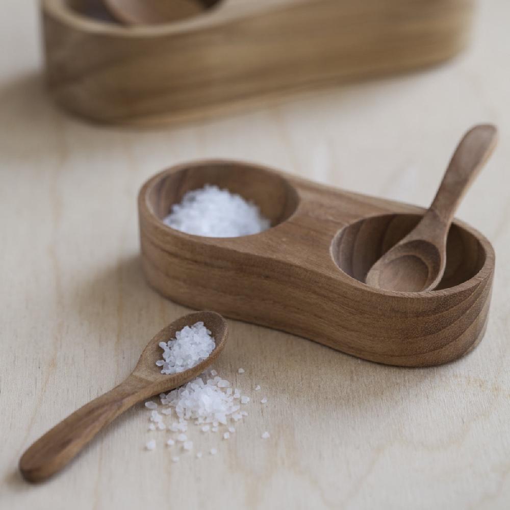 be home Teak Salt & Pepper Cellar with Spoons