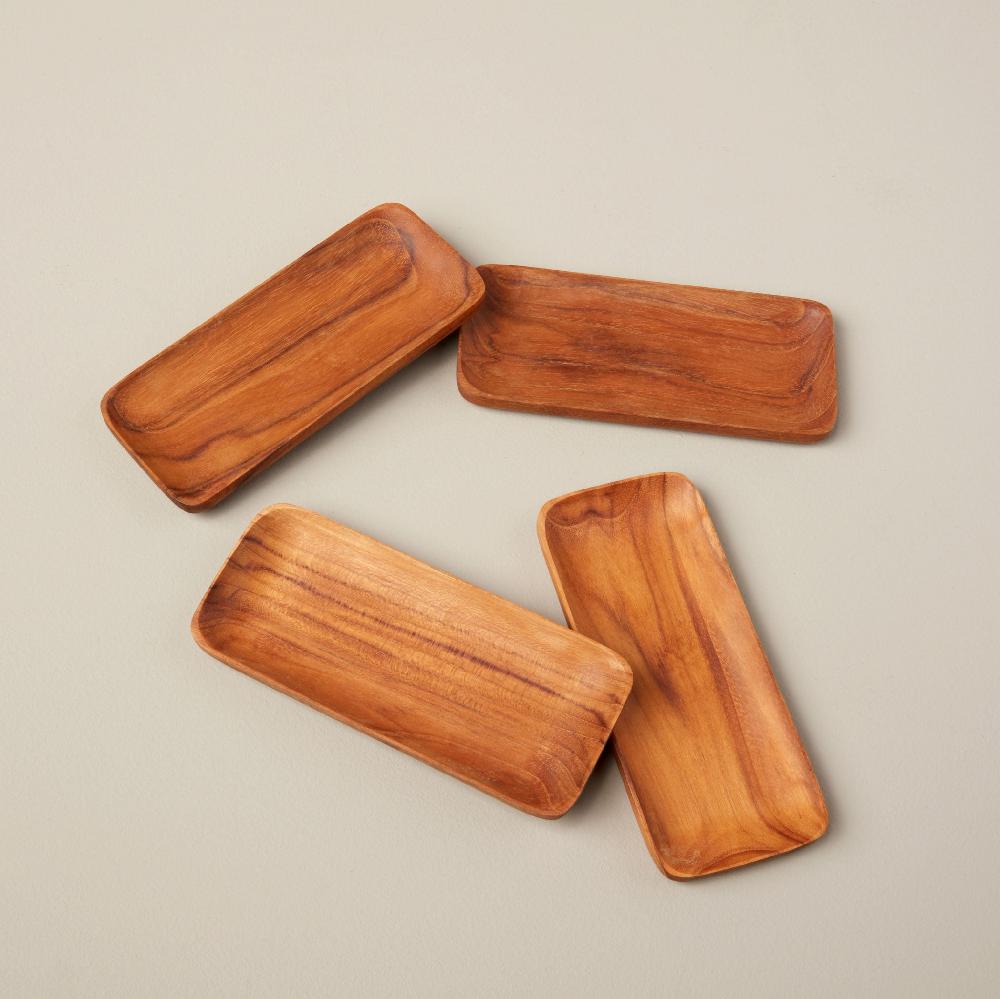 be home Teak Small Trays Set of 4