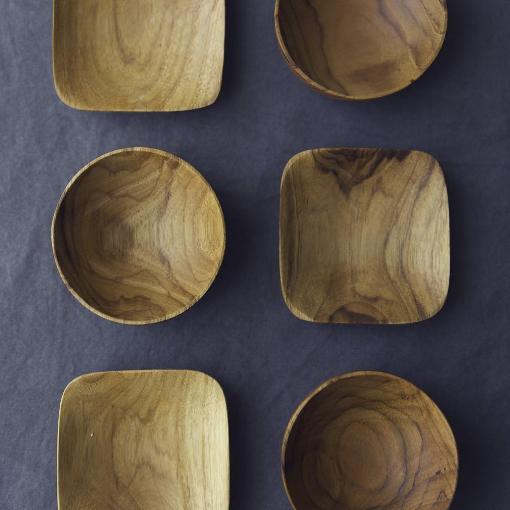 Be Home Teak Square Pinch Bowls Set Of 4