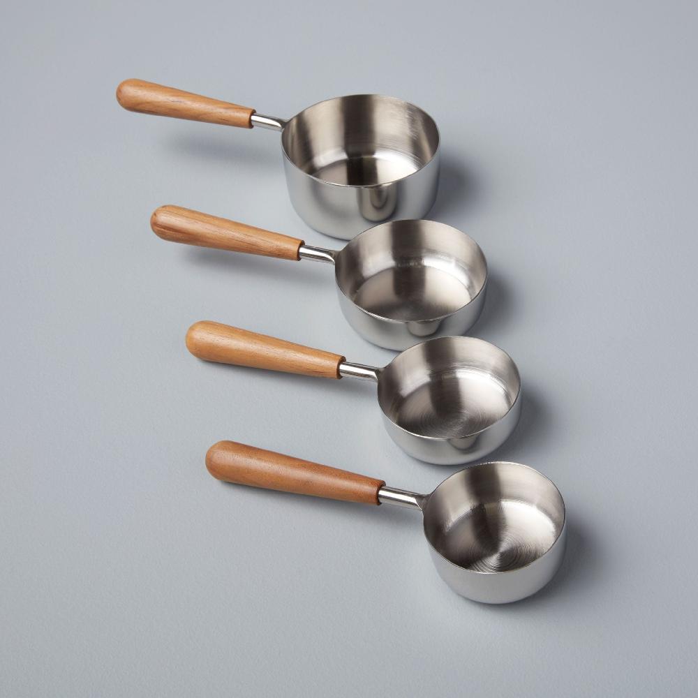Be Home Teak & Stainless Measuring Cups Set Of 4