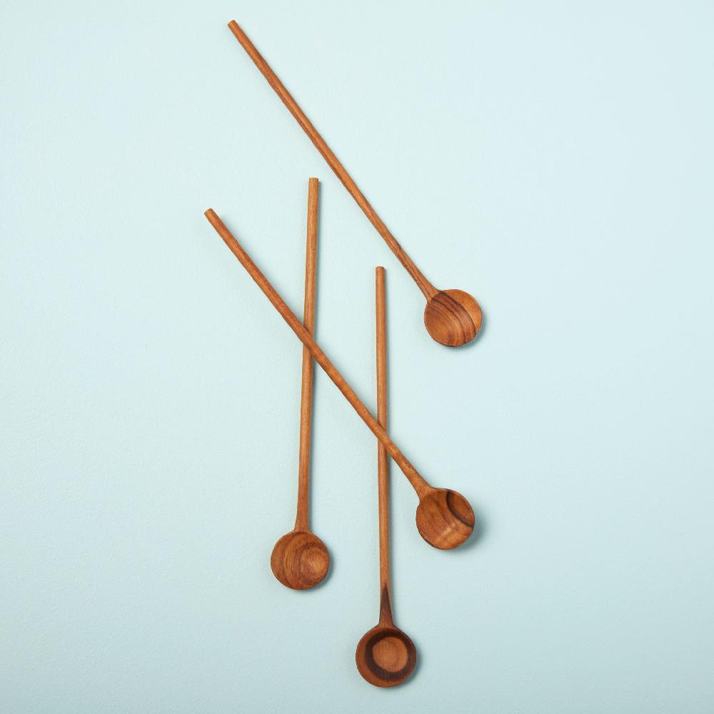 be home Teak Stirrers Set of 4