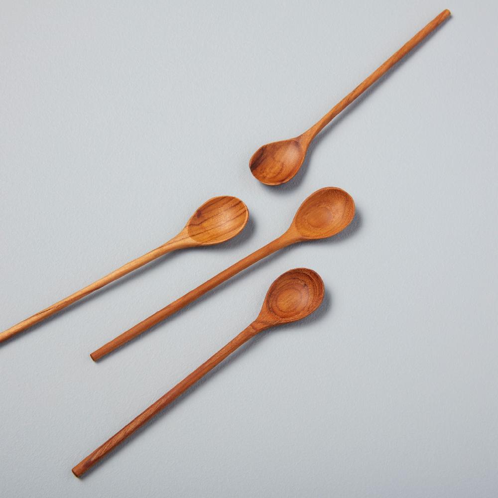 be home Teak Thin Spoons Medium Set of 4