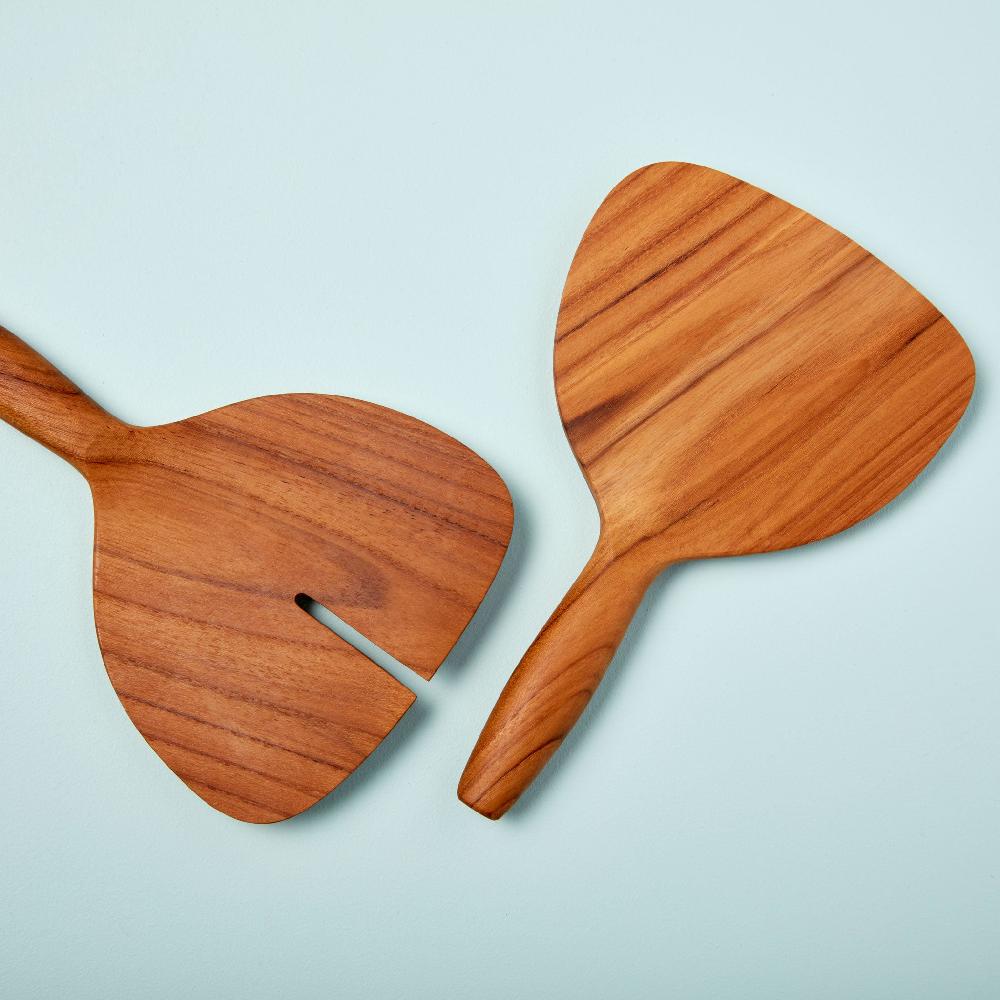 be home Teak Wide Serving Set