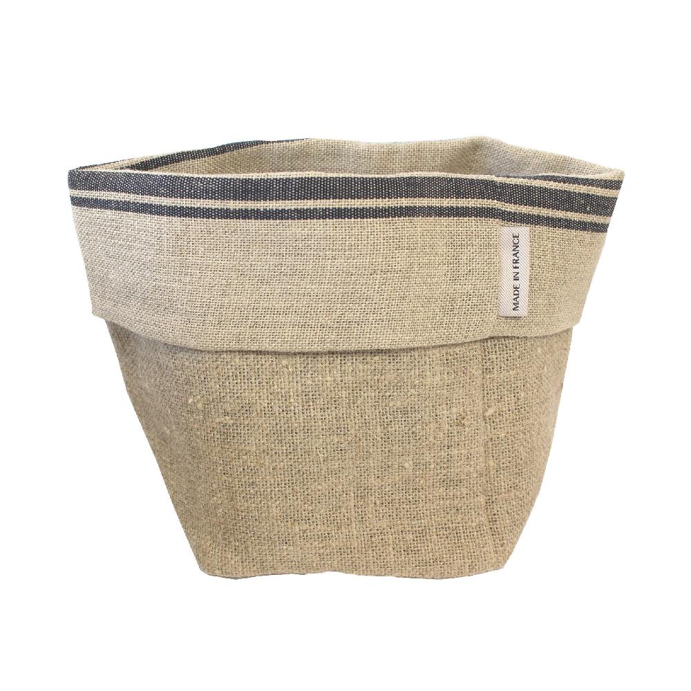 be home Thieffry Belgian Linen Bread Basket Black